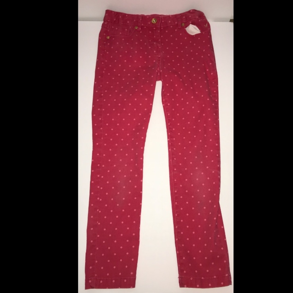 Dark pink Nautica pants with light pink polka dots